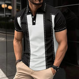 Joior 2024 Summer Best-Selling Men's Polo Shirt Lapel Printed Men's Clothing Stripes Polo Shirt Casual Sports Men's Shirt