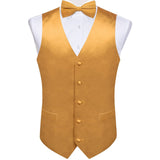 Joior Burgundy Red Solid Silk Men Suit Vest Pre-tied Bow Tie Set Wedding Party Formal Tuxedo Male Blazer Waistcoat Business Party Vest