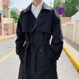 Joior Autumn Trench Coat Mens Korean Style Male Streetwear Windbreaker Trenchcoat Men Solid  Coats for Men Casual Loose Long Overcoat