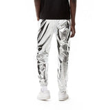 Joior Mens Shiny Silver Metallic Jogger Sweatpants Hip Hop Wet Look Trousers Men Club Party Festival Prom Streetwear Pantalones Hombre