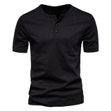 Joior 100% Cotton Henley Collar T Shirt Men Casual High Quality Summer Short Sleeve Mens T Shirts Fashion Basic T-shirt Male