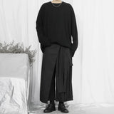 Joior Spring/Summer Casual Wide Leg Pants for Men's Dark Knight Pants Original Four Seasons  Asymmetric Loose Crop Nine Pants