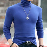 Joior Autumn Winter Long Sleeve Tees High Collar Tee Shirt Men Oversized T-shirt Undercoat Interior Lapping Large Tight Fit Solid Top