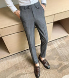 Joior New Boutique Classic Plaid and Striped Fashion Men's Casual Business Slim Suit Pants Groom Wedding Dress Trousers Party