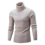 Joior Autumn and Winter Men's Warm Sweater Long Sleeve Turtleneck Sweater Retro Knitted Sweater Pullover Sweater