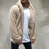 Joior Fall/Winter New Thermal Woolen Coat Men's Elegant Fashion Warm Plush Single Breasted Pocket Hooded Jacket Men Casual Coatigan