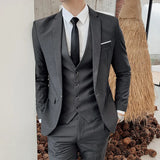 Joior Blazers Jacket Pants Vest 3 Pcs Set / Fashion New Men's Casual Boutique Business Solid Color Slim Dress Suit Coat Trousers