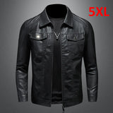 Joior Black PU Jackets Men Spring Autumn Leather Jacket Coat Male Fashion Casual Motor Biker PU Leather Coat Big Size 5XL