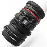 Joior 10 Pcs/set Black Wrap Woven New Fashion Handmade Men Bracelets Male Women Leather Bracelets Men Bangle Jewelry Gift