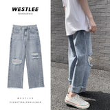 Joior Spring and Summer New Men's Torn Jeans Street Hip-hop Loose Wide Leg Pants Thin Fur Pants Brand Men's Clothing Ripped