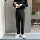 Joior Black Suit Pants Men Slim Fashion Social Mens Dress Pants Korean Loose Casual Straight Pants Mens Office Formal Trousers M-3XL