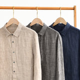 Joior 100% Pure Linen Shirts for Men Long Sleeve Casual Turn-down Collar Basic Classic Tops Male Fashion Solid Color Retro Clothing