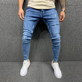 Joior Fashion Street Style Ripped Skinny Jeans Men Vintage Wash Solid Denim Trouser Mens Casual Slim Fit Pencil Denim Pants