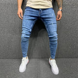 Joior Street Style Ripped Skinny Jeans Men Vintage Wash Solid Denim Trouser Mens Casual Slim Fit Pencil Denim Pants