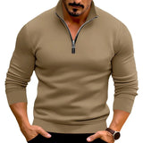 Joior New Fall Winter Men Sweater Casual Solid Color Long Sleeve Zipped Stand Collar Top Warm Men's Clothing Promotion