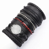 Joior 10 Pcs/set Black Wrap Woven New Fashion Handmade Men Bracelets Male Women Leather Bracelets Men Bangle Jewelry Gift