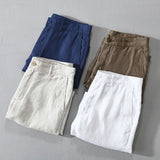 Joior Pure Linen Shorts for Men Summer New Fashion Solid White Loose Holiday Shorts Man Casual Plus Size Button Fly Short Pants