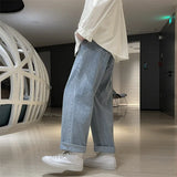 Joior Spring Autumn Mens Jeans Casual Loose Wide Leg Jeans Men Solid Stranght Pants Man