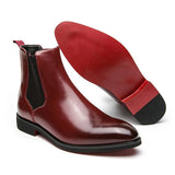 Joior Chelsea Boots for Men Red Sole Ankle Business Round Toe Slip-On Mens Boots Size 38-46 Men Shoes