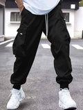 Joior Men Flap Pocket Side Drawstring Waist Cargo Pants