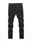 Joior Distressed Knee Holes Elastic Skinny Jeans Men Ripped Biker Denim Pants Solid Washed Streetwear Black Pantalones Hombre Joggers