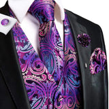 Joior High Quality Silk Mens Vests Champagne Paisley Waistcoat Neck Tie Hanky Cufflinks Brooch Set for Men Suit Wedding Office