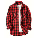 Joior Men's Shirts Button-Up Classic Plaid Smart Casual Flannel Shirt Long Sleeved Chest Two Pockets Design Spring Autumn Men Tops