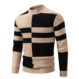 Joior winter fits men New Men's Black and White Striped Turtleneck Sweater Fashion Long Sleeve Knitted Sheep Wool Sweater