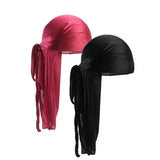 Joior 2PCS/LOT Unisex Men Women Satin Breathable Silky Durag Long Headwear