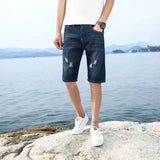 Joior 28-40 New Summer Men's Personalized Washable Perforated Denim Pants Large Casual Middle Pants