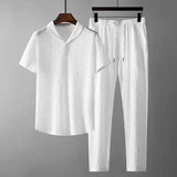 (Shirt+Trousers) 2024 Summer new arrival Men Fashion Classic Shirt men Business Casual Shirts Men A Set Of Clothes Size M-4XL