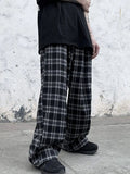 Joior Plaid Pattern Joggers, Men's Casual Loose Fit Waist Drawstring Pants For Spring Summer