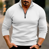 Joior New Fall Winter Men Sweater Casual Solid Color Long Sleeve Zipped Stand Collar Top Warm Men's Clothing Promotion