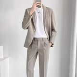 Joior S-5XL High Quality Men's Suit Gentlemen Simple Business Casual Fit Suits 2 Pieces Set Classic Solid Color Jacket Blazer Pants