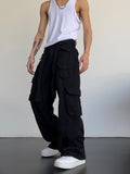 Joior High Street Retro Casual Large Pocket Overalls Men's and Women's New Summer High Waist Loose Straight Tube Draped Wide Leg Pants