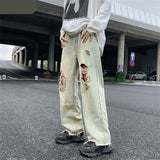 Baggy Ripped Jeans Men S-3XL Vintage Denim Clothing American Y2k Hip Hop Gothic Handsome Trousers Distressed Джинсы Cool Teens