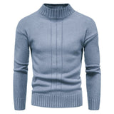 2024 Autumn and Winter New Men's Solid Color Knitted Shirt Half High Neck Sweater Casual Underlay Top