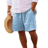 Joior Fashion New Summer Men's Solid Short Casual Shorts Drawstring Breathable Beach Pants Cotton linen Sports Shorts