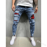 Joior Fashion Street Style Ripped Skinny Jeans Men Vintage Wash Solid Denim Trouser Mens Casual Slim Fit Pencil Denim Pants