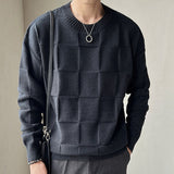  Woven Checkered Knitted Sweater Social Club Outfits Herren Pullover Fall Winter Simple Home Pull Homme Sweater For Men