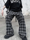 Plaid Pattern Joggers, Men's Casual Loose Fit Waist Drawstring Pants For Spring Summer