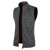 Joior Autumn and Winter Men's Knitted Velvet Fashion Casual Top Zipper Vest Sleeveless High Neck Fleece Solid Color Men's Wear