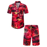 Joior 1 set Summer Hawaii Trend Print Sets Men Hawaii Shorts Shirt Clothing Set Casual Palm Tree Floral Shirt Beach Short Sleeve Suit