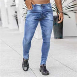 Joior Jeans for Men Skinny Bleached Washed Solid Colour Stretch Pencil Pants Fashion Streetwear Slim Denim Jeans Trousers Blue Black