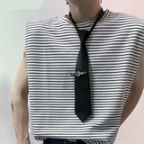 Joior Casual Fashion Style Tops New Men Loose Design Tank Tops Streetwear All-match Stripe Shoulder Pad Sleeveless Vests S-5XL