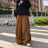 Corduroy Pants Men Fashion Retro Oversized Casual Pants Men Streetwear Loose Hip-hop Wide-leg Pants Mens Trousers