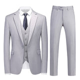 Joior M-6XL Double Vent Mens Suit ( Blazer+Vest+Pants) Solid Color Formal Office Business Suit Three-piece Groom's Wedding Dress Party