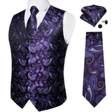 Joior Black Paisley Blue Suit Vest Neck Tie Set Pocket Square Cufflinks Men's Wedding Waistcoat Luxury Tuxedo Vests Men Gilet