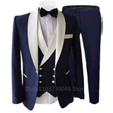 Joior 3 Piece Suits for Men Slim Fit Groom Wedding Tuxedos Shawl Lapel Jacket Business Formal Party Blazer Vest Pants Costume Homme