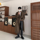 Joior Trench Men Coat British Style Solid Double Breasted Oversize Leisure Long Coats Stylish Outwear Hombre Korean Style Windbreaker